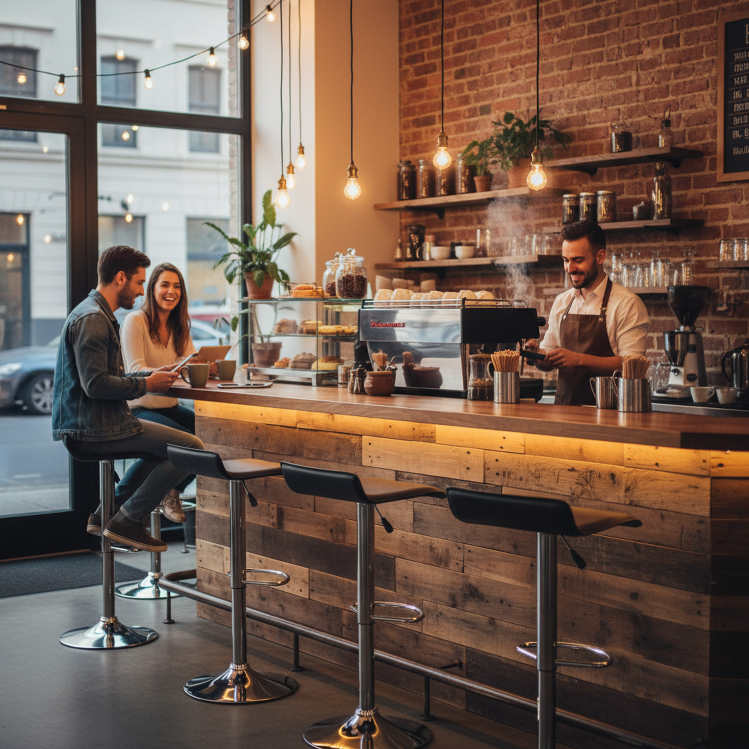 Juego de 2 Taburetes de Bar de Diseño Moderno Ajustables y Giratorios con Cojín de Asiento Aerodinámico Negro Negro
