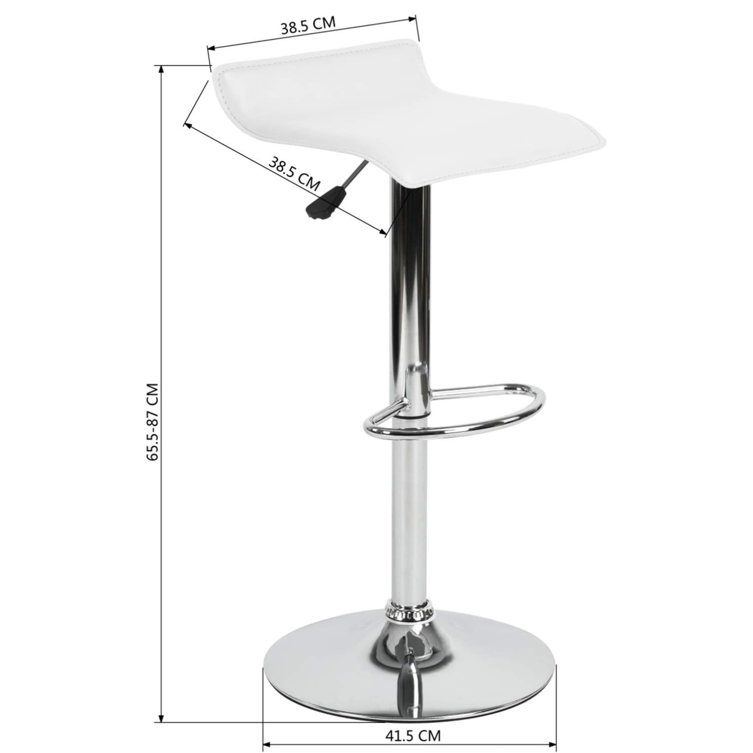 Juego de 2 Taburetes de Bar de Diseño Moderno Ajustables y Giratorios con Cojín de Asiento Aerodinámico Negro Blanco