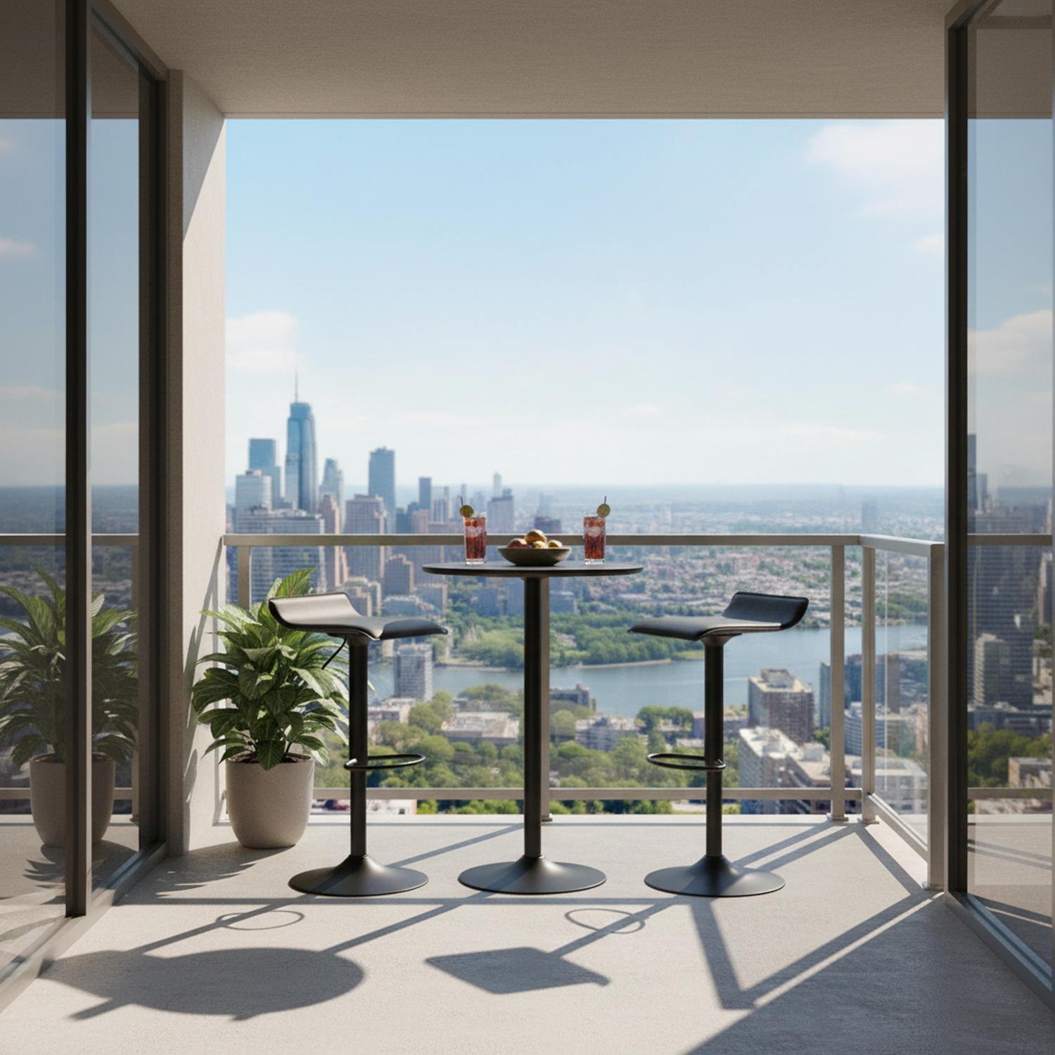 Juego de 2 Taburetes de Bar de Diseño Moderno Ajustables y Giratorios con Cojín de Asiento Aerodinámico Todo Negro