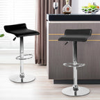 Juego de 2 Taburetes de Bar de Diseño Moderno Ajustables y Giratorios con Cojín de Asiento Aerodinámico Negro Negro