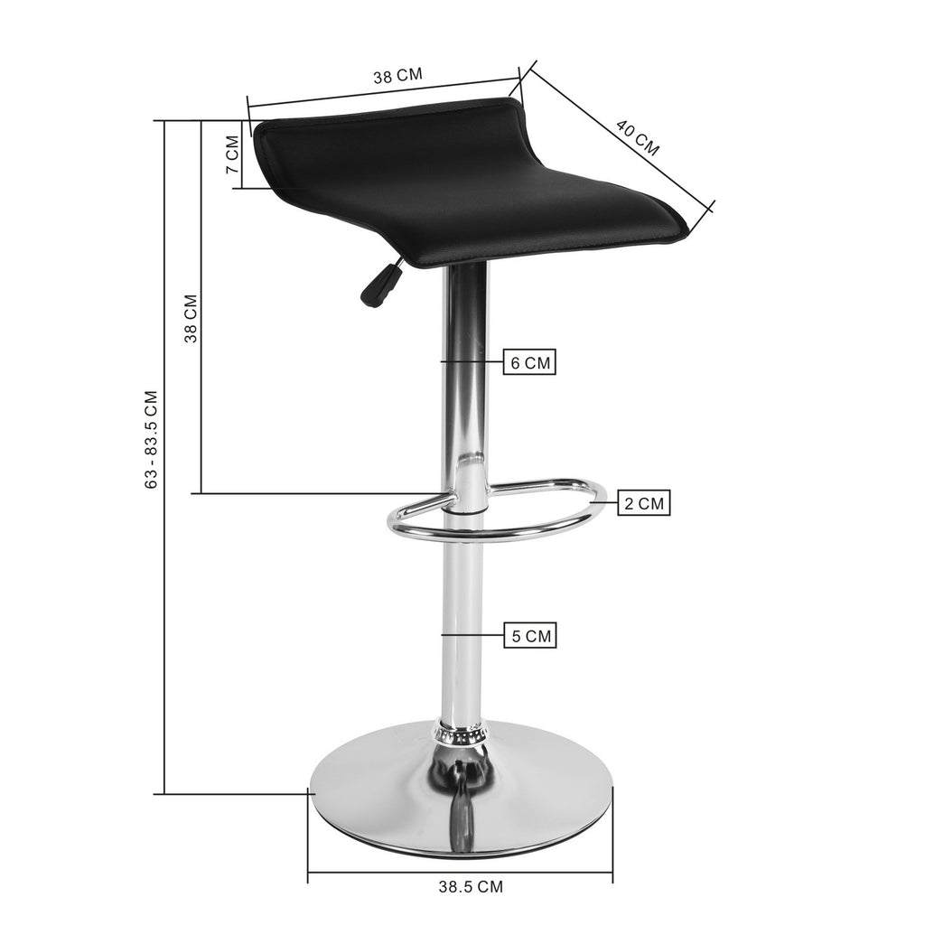 Juego de 2 Taburetes de Bar de Diseño Moderno Ajustables y Giratorios con Cojín de Asiento Aerodinámico Negro Negro