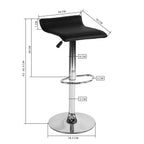 Juego de 2 Taburetes de Bar de Diseño Moderno Ajustables y Giratorios con Cojín de Asiento Aerodinámico Negro Negro