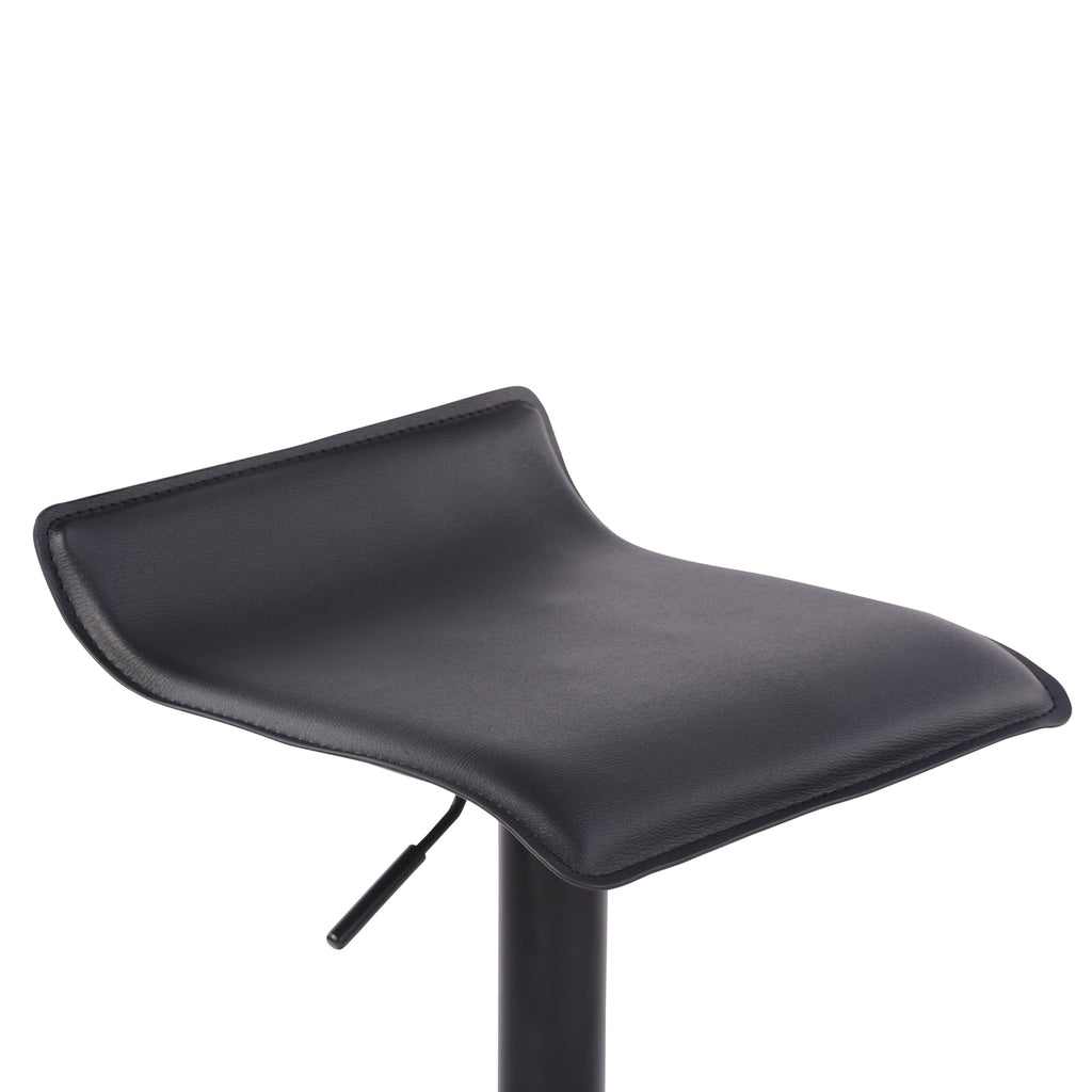 Juego de 2 Taburetes de Bar de Diseño Moderno Ajustables y Giratorios con Cojín de Asiento Aerodinámico Todo Negro
