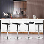 Juego de 2 Taburetes de Bar de Diseño Moderno Ajustables y Giratorios con Cojín de Asiento Aerodinámico Negro Negro