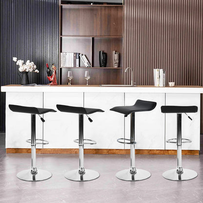 Juego de 2 Taburetes de Bar de Diseño Moderno Ajustables y Giratorios con Cojín de Asiento Aerodinámico Negro Negro
