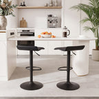 Juego de 2 Taburetes de Bar de Diseño Moderno Ajustables y Giratorios con Cojín de Asiento Aerodinámico Todo Negro