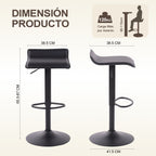 Juego de 2 Taburetes de Bar de Diseño Moderno Ajustables y Giratorios con Cojín de Asiento Aerodinámico Todo Negro