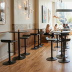 Juego de 2 Taburetes de Bar de Diseño Moderno Ajustables y Giratorios con Cojín de Asiento Aerodinámico Todo Negro