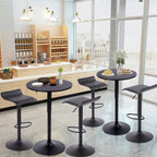 Juego de 2 Taburetes de Bar de Diseño Moderno Ajustables y Giratorios con Cojín de Asiento Aerodinámico Todo Negro