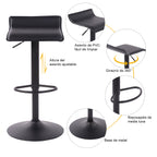Juego de 2 Taburetes de Bar de Diseño Moderno Ajustables y Giratorios con Cojín de Asiento Aerodinámico Todo Negro