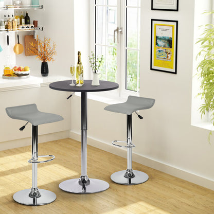 Juego de 2 Taburetes de Bar de Diseño Moderno Ajustables y Giratorios con Cojín de Asiento AerodináMico Gris