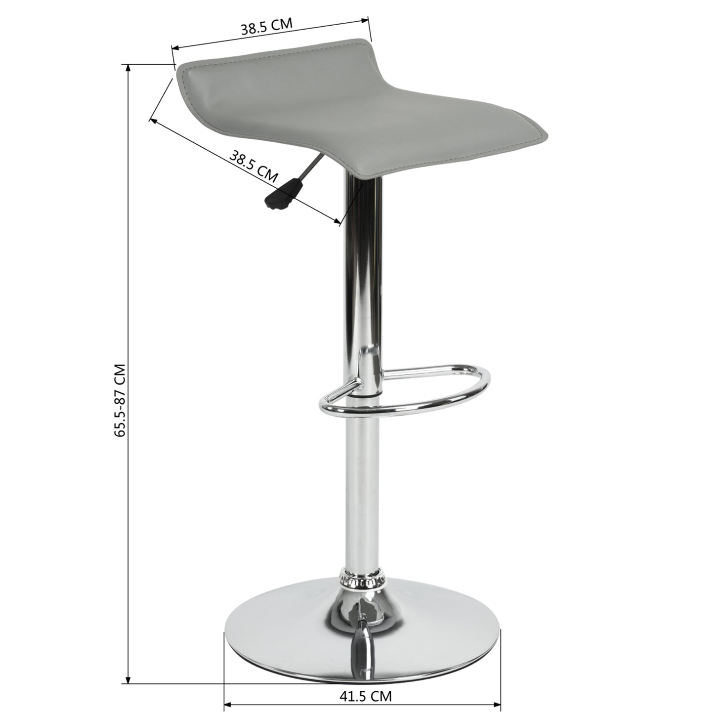 Juego de 2 Taburetes de Bar de Diseño Moderno Ajustables y Giratorios con Cojín de Asiento AerodináMico Gris