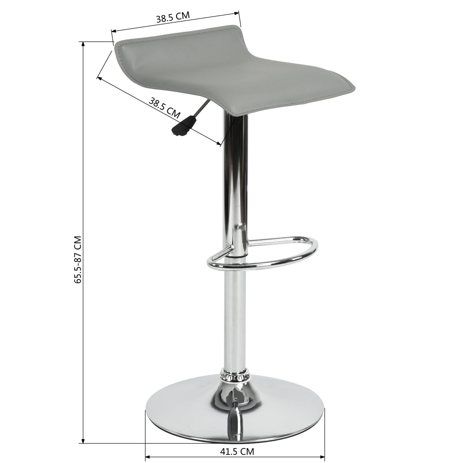 Juego de 2 Taburetes de Bar de Diseño Moderno Ajustables y Giratorios con Cojín de Asiento AerodináMico Gris