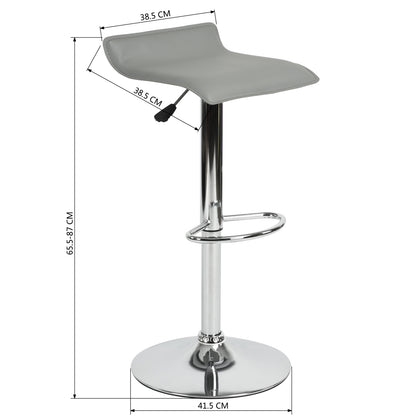 Juego de 2 Taburetes de Bar de Diseño Moderno Ajustables y Giratorios con Cojín de Asiento AerodináMico Gris