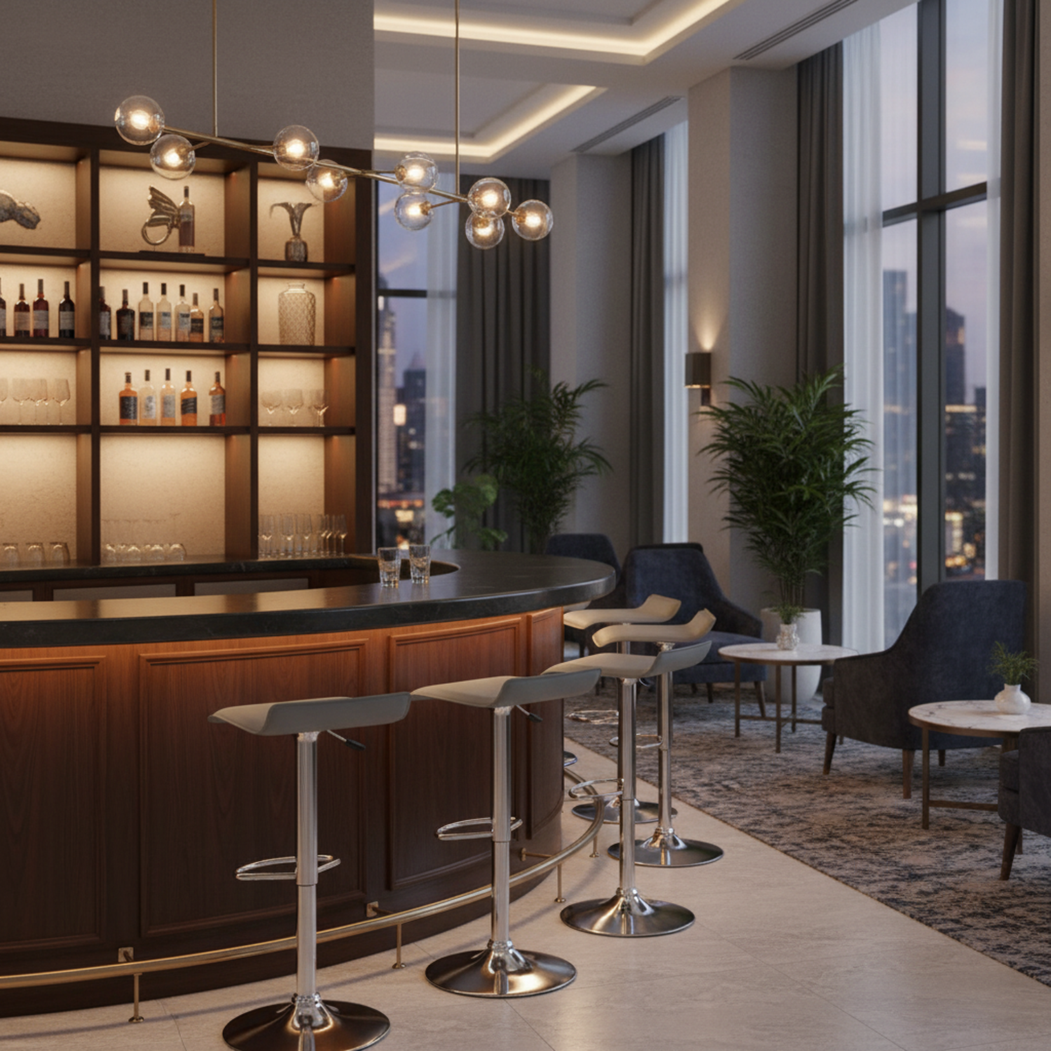 Juego de 2 Taburetes de Bar de Diseño Moderno Ajustables y Giratorios con Cojín de Asiento AerodináMico Gris