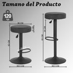 Juego de 2 Taburetes de Bar para Cocina Giratorios 360° y con Altura Ajustable Tela Impermeable Vintage Negro