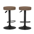 Juego de 2 Taburetes de Bar para Cocina Giratorios 360° y con Altura Ajustable Tela Impermeable Vintage Marrón