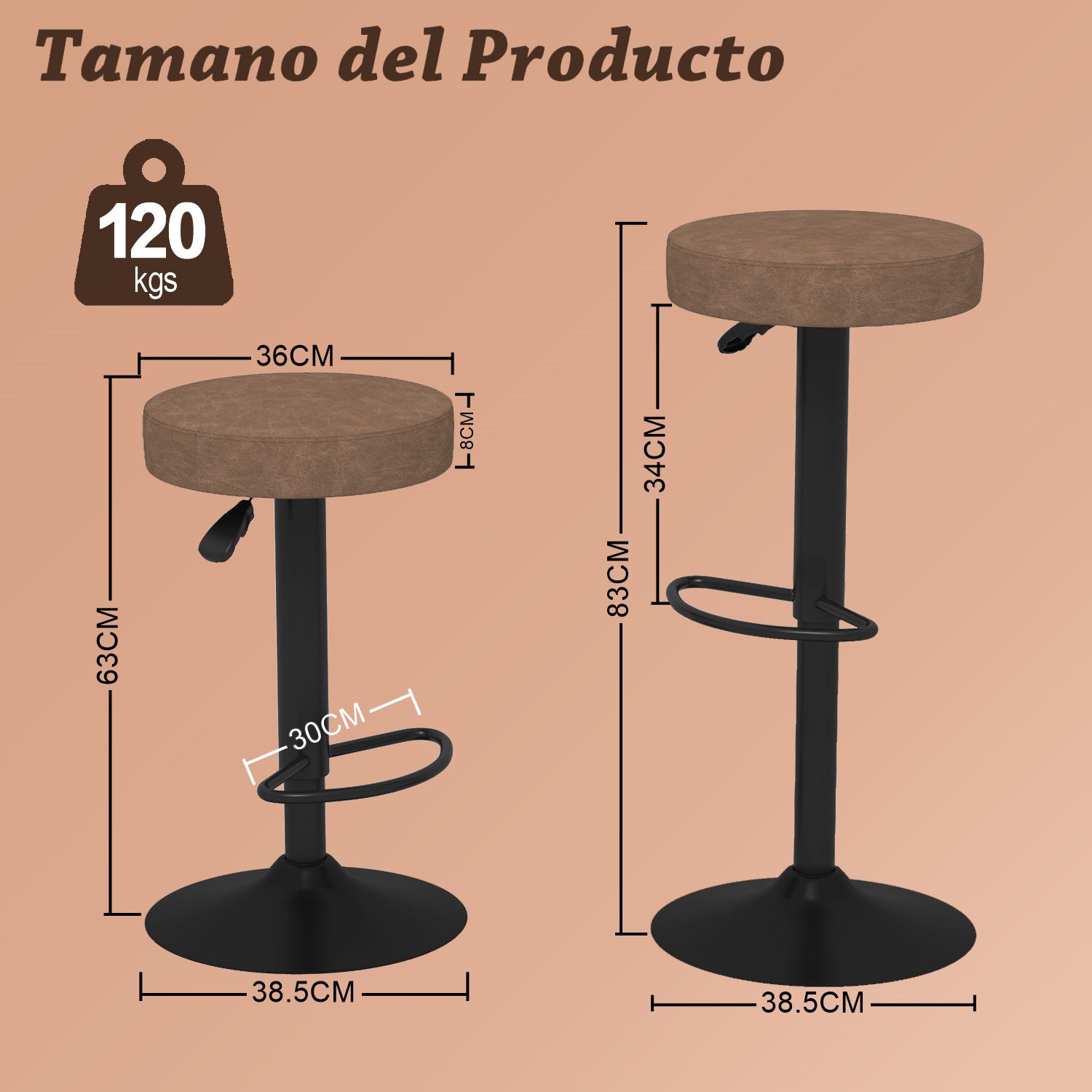 Conjunto de Mesa y Sillas de Bar Redondas Retro (Vintage)