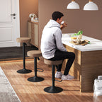 Juego de 2 Taburetes de Bar para Cocina Giratorios 360° y con Altura Ajustable Tela Impermeable Vintage Marrón