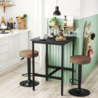 Juego de 2 Taburetes de Bar para Cocina Giratorios 360° y con Altura Ajustable Tela Impermeable Vintage Marrón