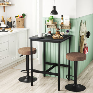 Juego de 2 Taburetes de Bar para Cocina Giratorios 360° y con Altura Ajustable Tela Impermeable Vintage Marrón