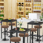 Juego de 2 Taburetes de Bar para Cocina Giratorios 360° y con Altura Ajustable Tela Impermeable Vintage Marrón