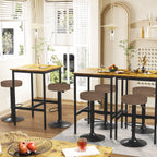 Juego de 2 Taburetes de Bar para Cocina Giratorios 360° y con Altura Ajustable Tela Impermeable Vintage Marrón