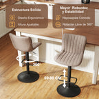Taburetes de Bar Giratorios Ajustables Juego de 2 Piezas (Beige)