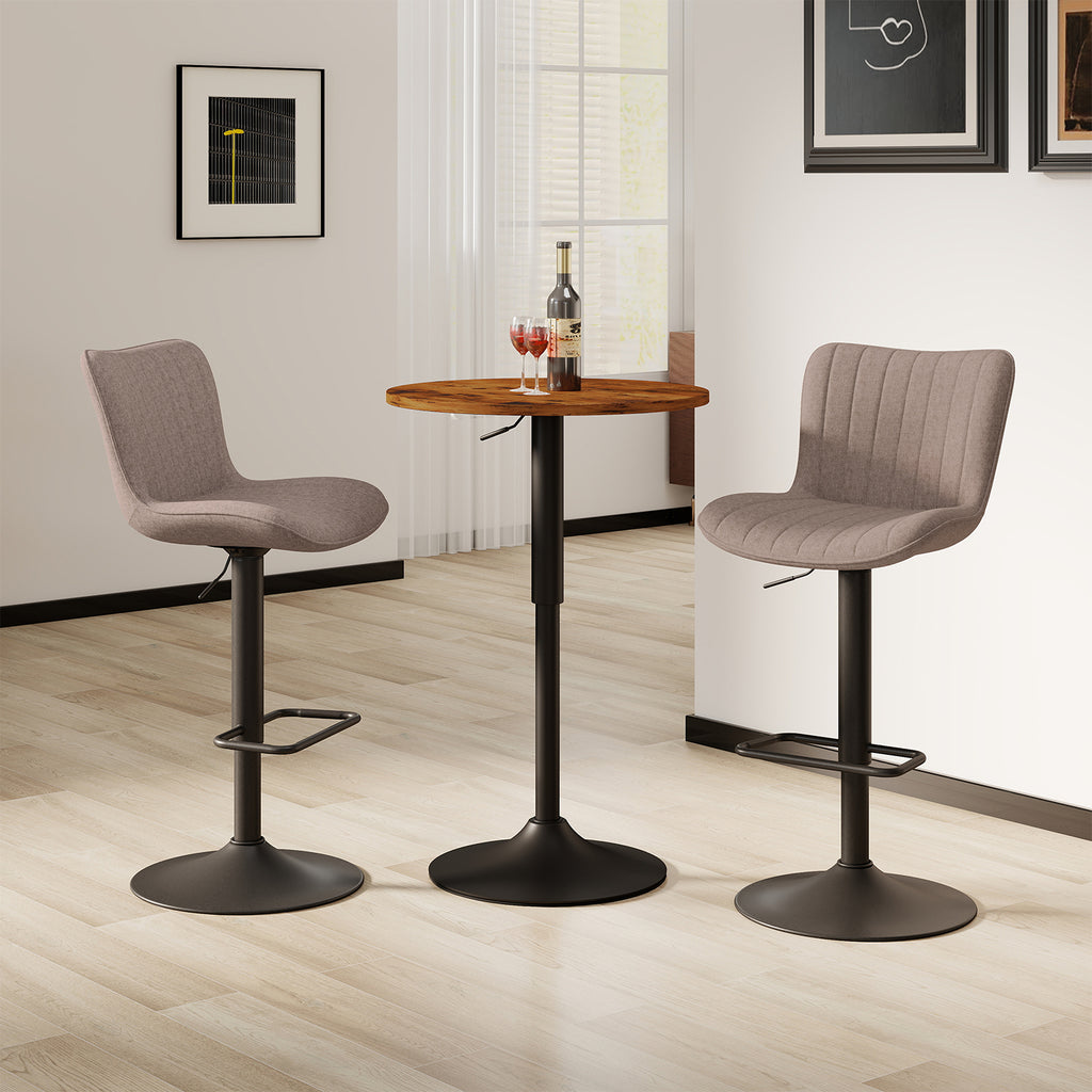 Taburetes de Bar Giratorios Ajustables Juego de 2 Piezas (Beige)