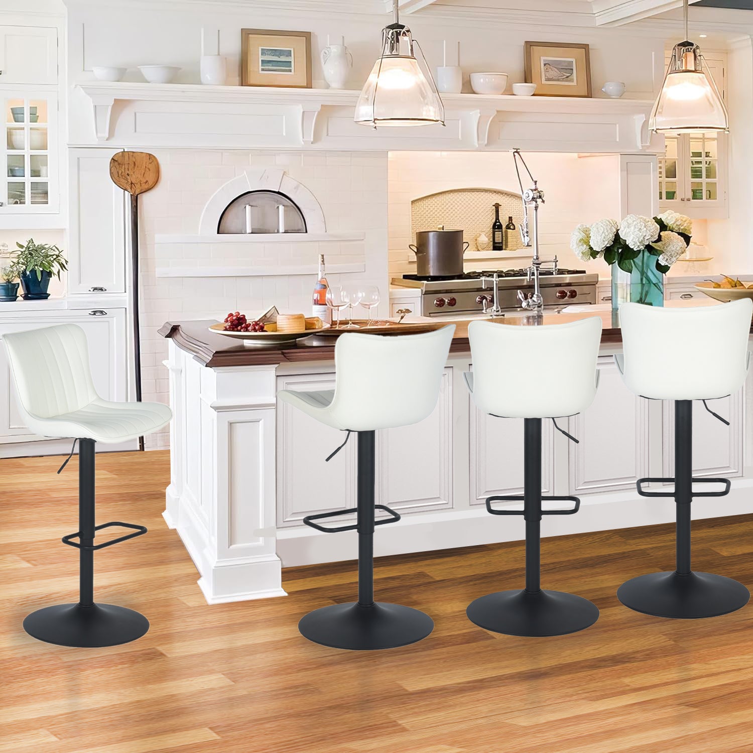 Juego de 2 Taburetes de Bar  Blanco