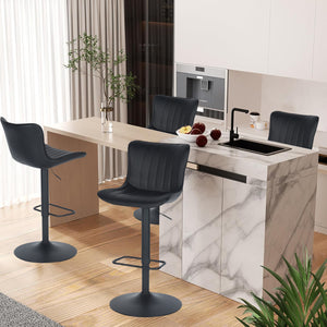 Juego de 2 Taburetes de Bar Ajustables y Giratorios Negro