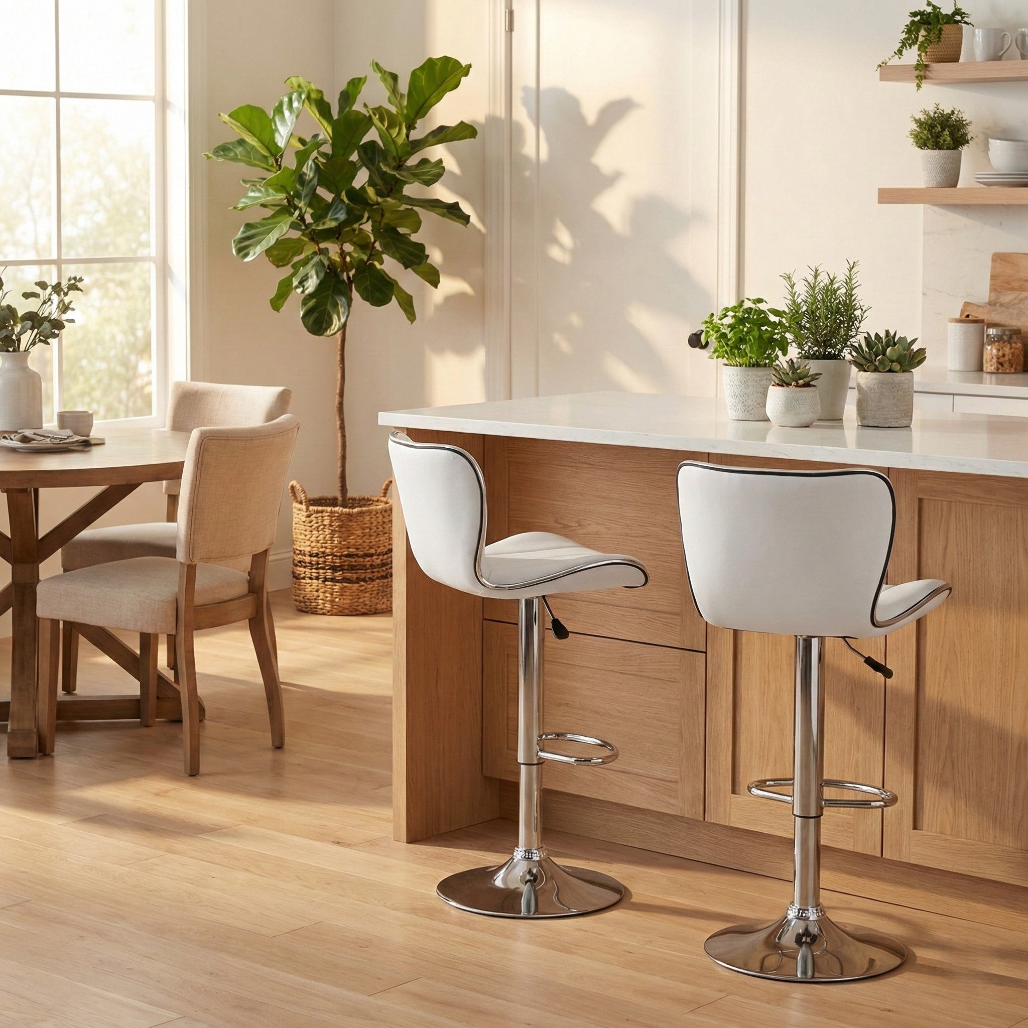 Taburetes de Bar Vintage de 2 Piezas Altura Ajustable Blanco