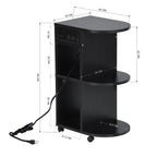 Mesita de Noche con Ruedas y Almacenamiento con Ruedas Bloqueables y Puerto USB Negro
