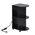Mesita de Noche con Ruedas y Almacenamiento con Ruedas Bloqueables y Puerto USB Negro