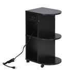 Mesita de Noche con Ruedas y Almacenamiento con Ruedas Bloqueables y Puerto USB Negro