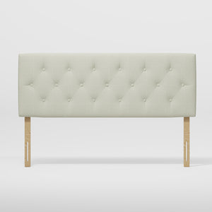 Cabecera de Cama Queen Tapizada con Altura Ajustable Patas de Madera Acolchada (Beige)