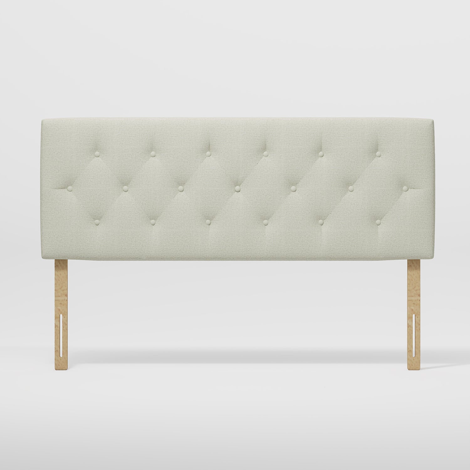 Cabecera de Cama Queen Tapizada con Altura Ajustable Patas de Madera Acolchada (Beige)