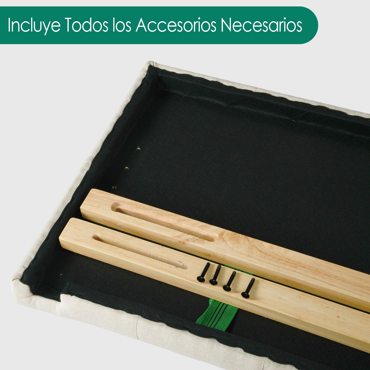 Cabecera de Cama Twin Tapizada con Altura Ajustable Patas de Madera Acolchada (Beige)