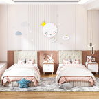 Cabecera de Cama Twin Tapizada con Altura Ajustable Patas de Madera Acolchada (Beige)