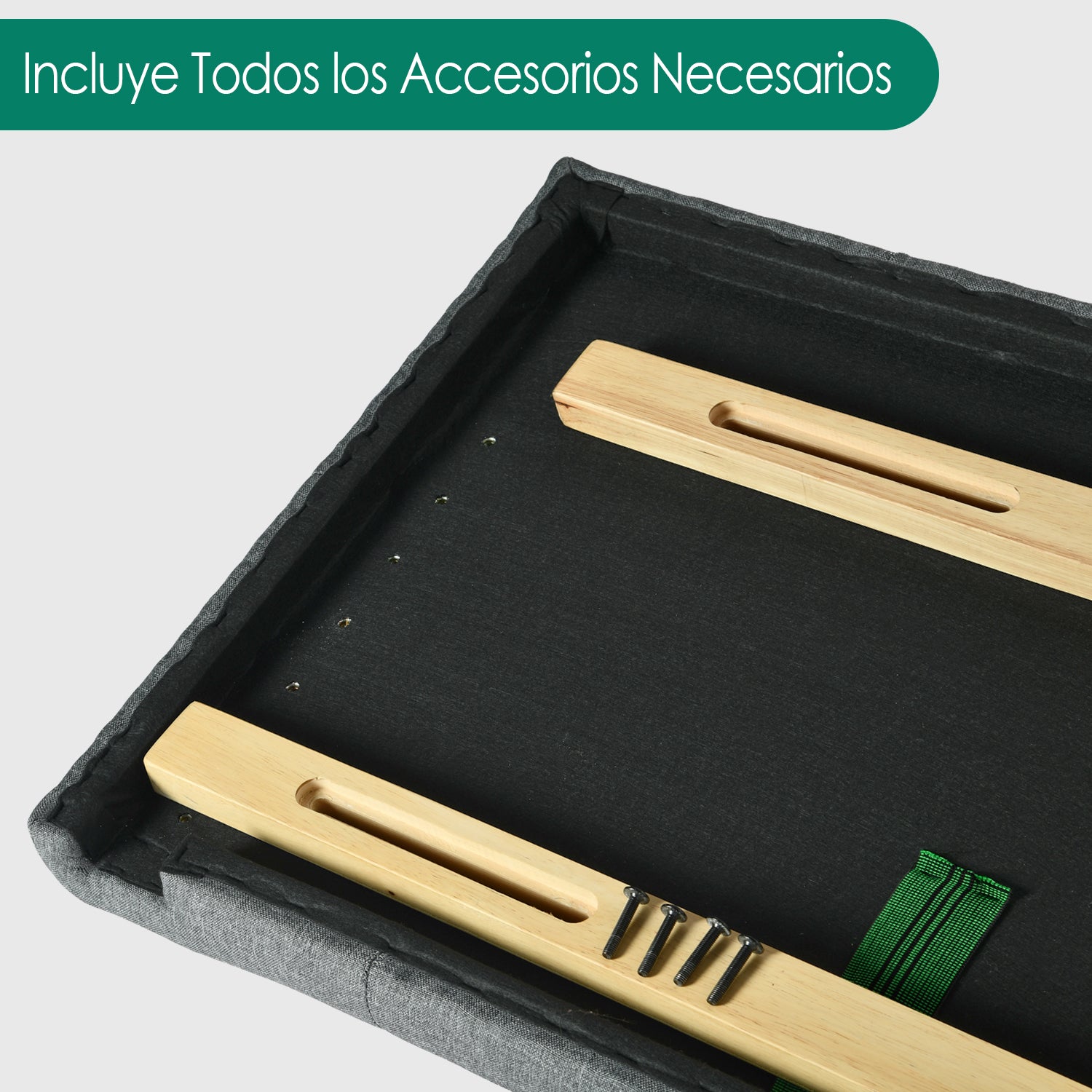 Cabecera de Cama Twin Tapizada con Altura Ajustable Patas de Madera Acolchada (Gris)