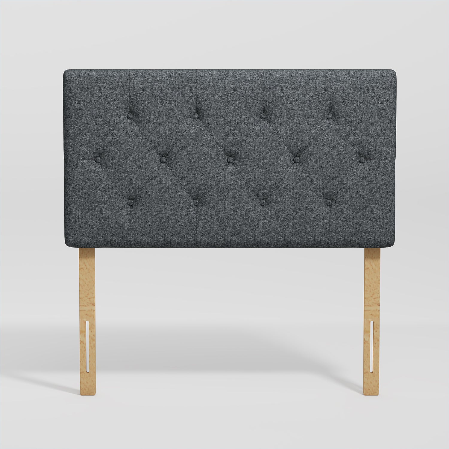 Cabecera de Cama Twin Tapizada con Altura Ajustable Patas de Madera Acolchada (Gris)