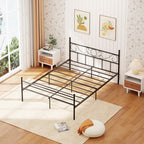 Marco de Cama de Metal Base de Cama Negro No Necesita Somier Almacenamiento Debajo de la Cama Fácil de Montar Queen 210.5 x 153.5cm