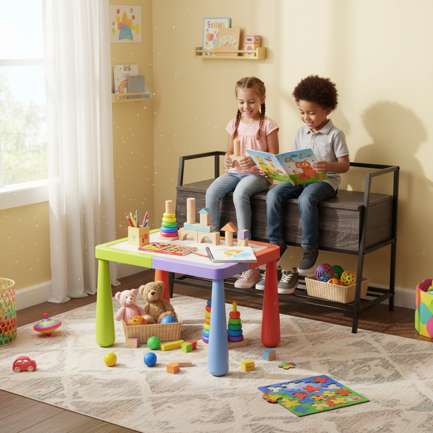 Banco Zapatero con Almacenamiento Ideal para Entrada y Sala de Estar Negro