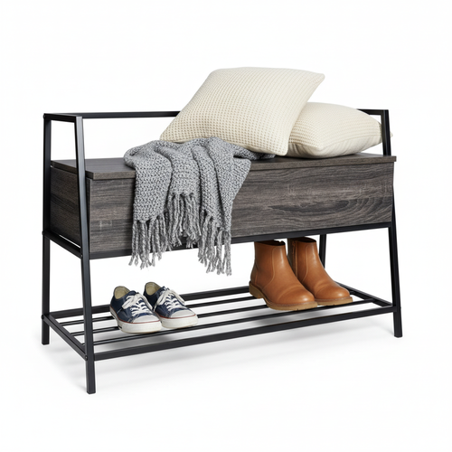 Banco Zapatero con Almacenamiento Ideal para Entrada y Sala de Estar Negro