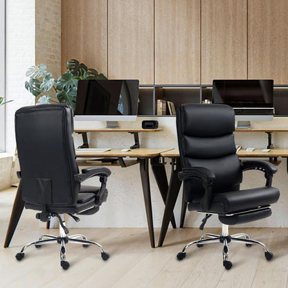 Silla de Oficina Ergonómica de Piel Sintética con Altura Ajustable y Inclinación Negro