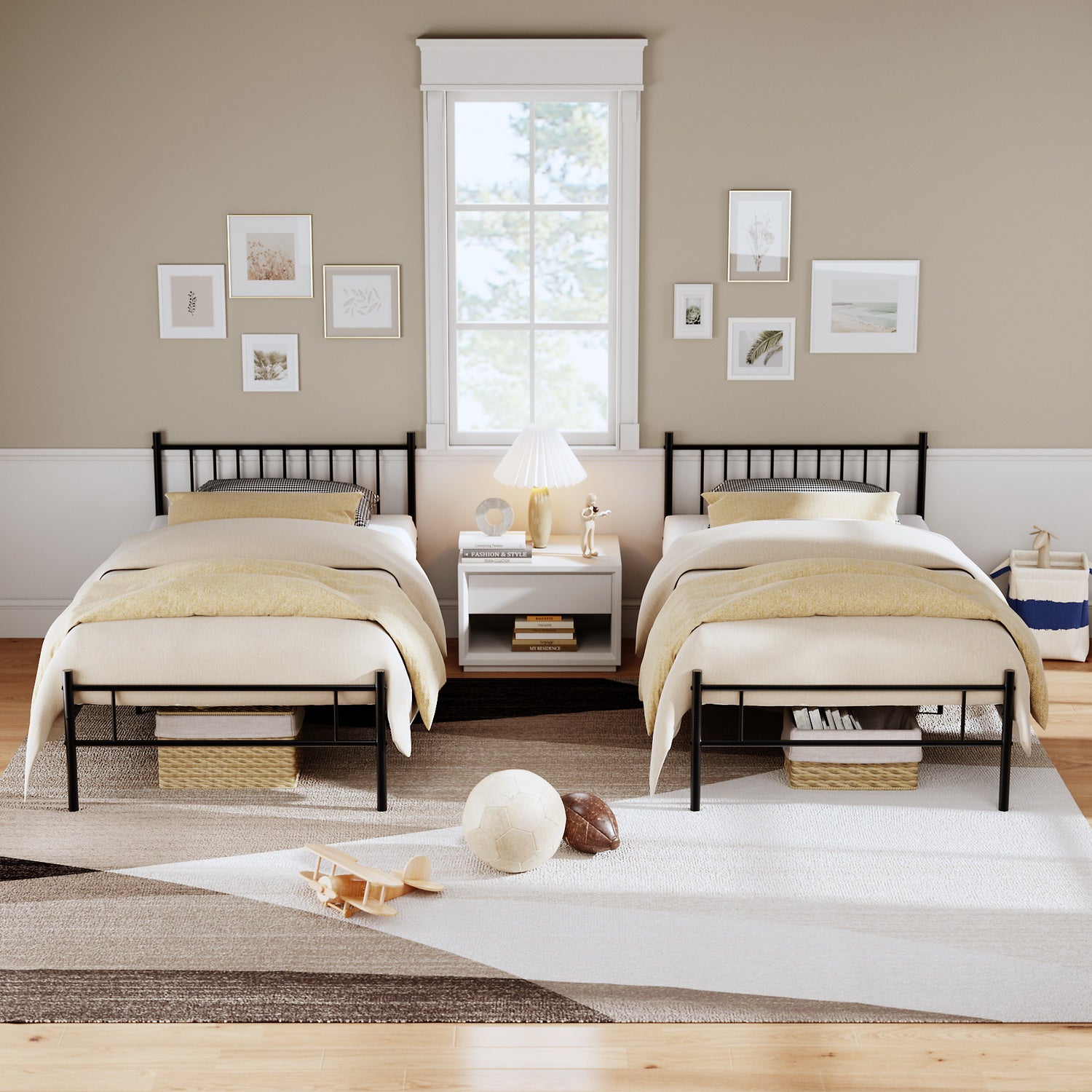 Cama Individual Moderna de Metal Sin Colchón 197 X 99 cm Negro