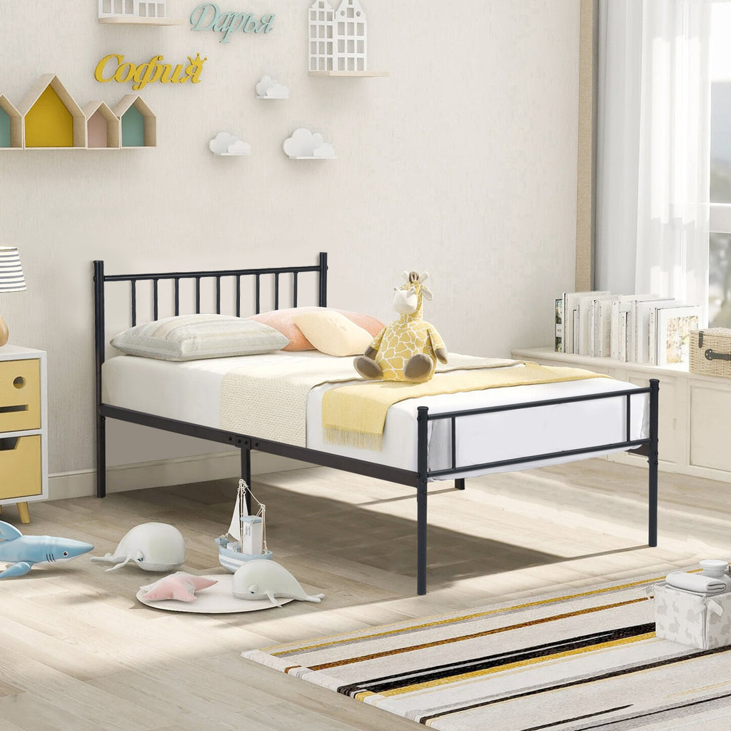 Cama Individual Moderna de Metal Sin Colchón 197 X 99 cm Negro