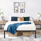 Cama de Matrimonio Fácil Montaje Somier de Metal Somier de Metal Sin Cabecero Somier Antideslizante 190 X 140 cm
