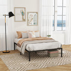 Estructura de Cama de Metal Tamaño Queen Sin Colchón 207 x 152 cm Negro