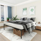 Cama de Matrimonio Fácil Montaje Somier de Metal Somier de Metal Sin Cabecero Somier Antideslizante 190 X 140 cm